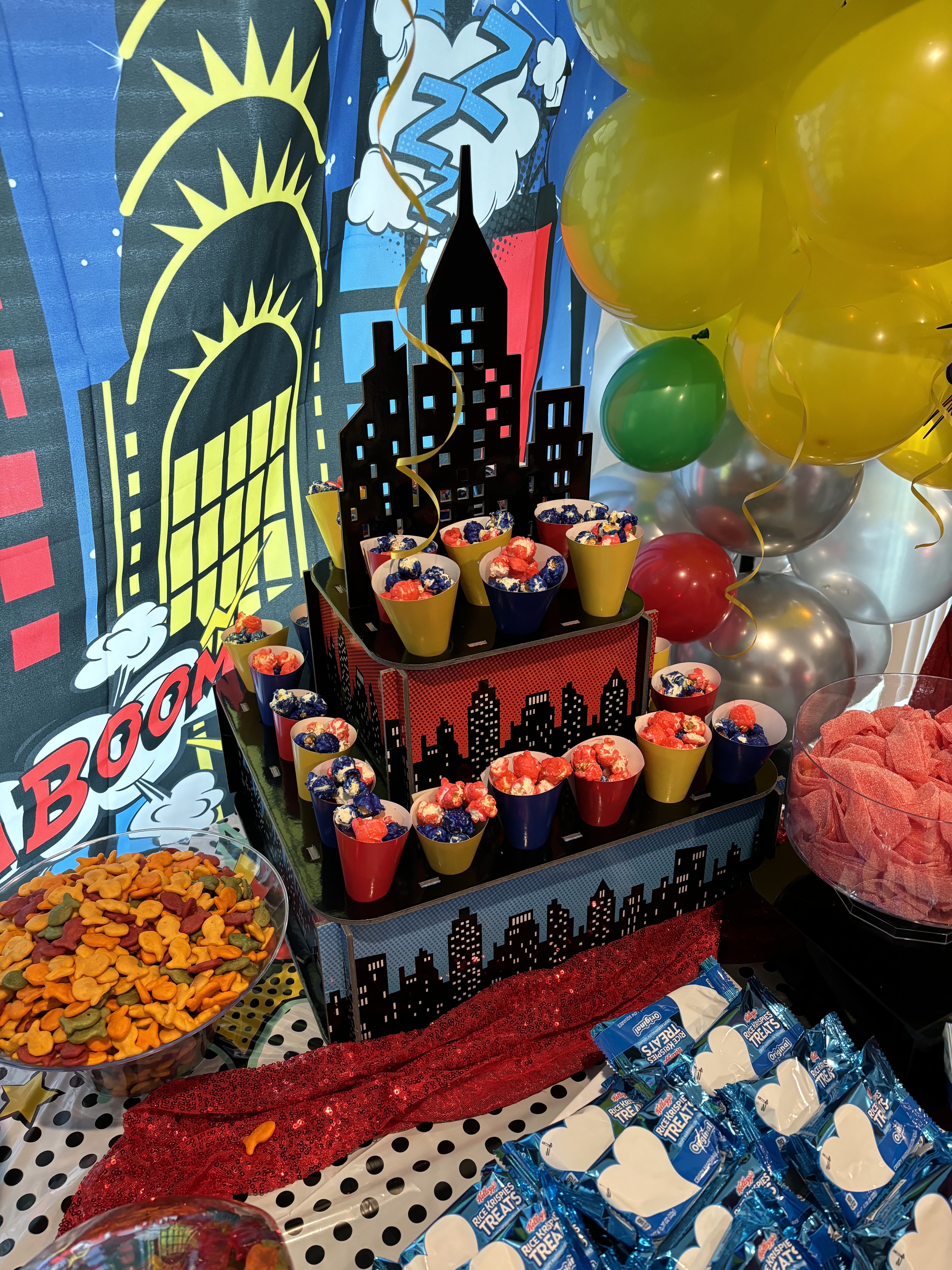 Superhero birthday food table
