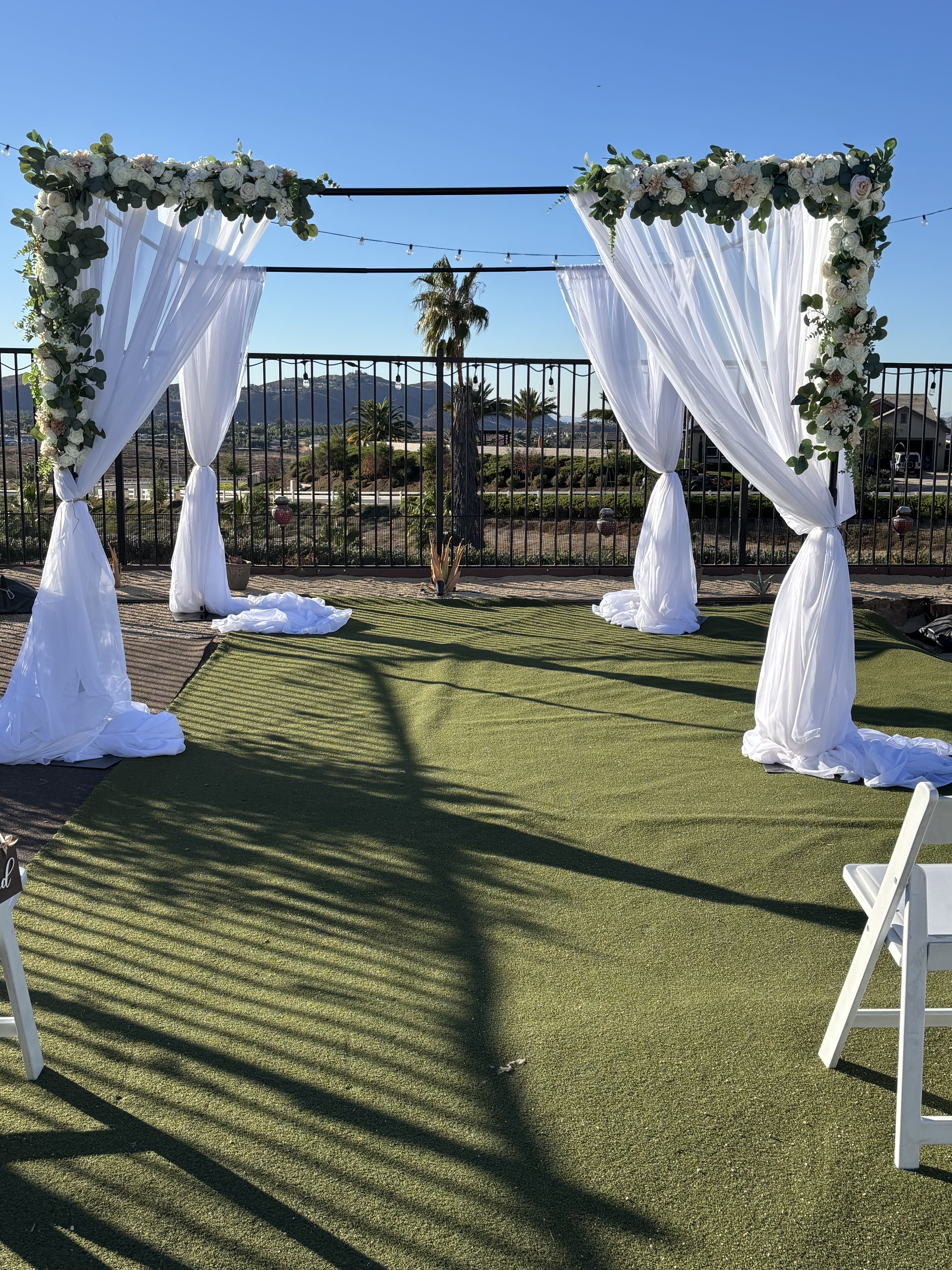 Outdoor wedding ceremony aisle